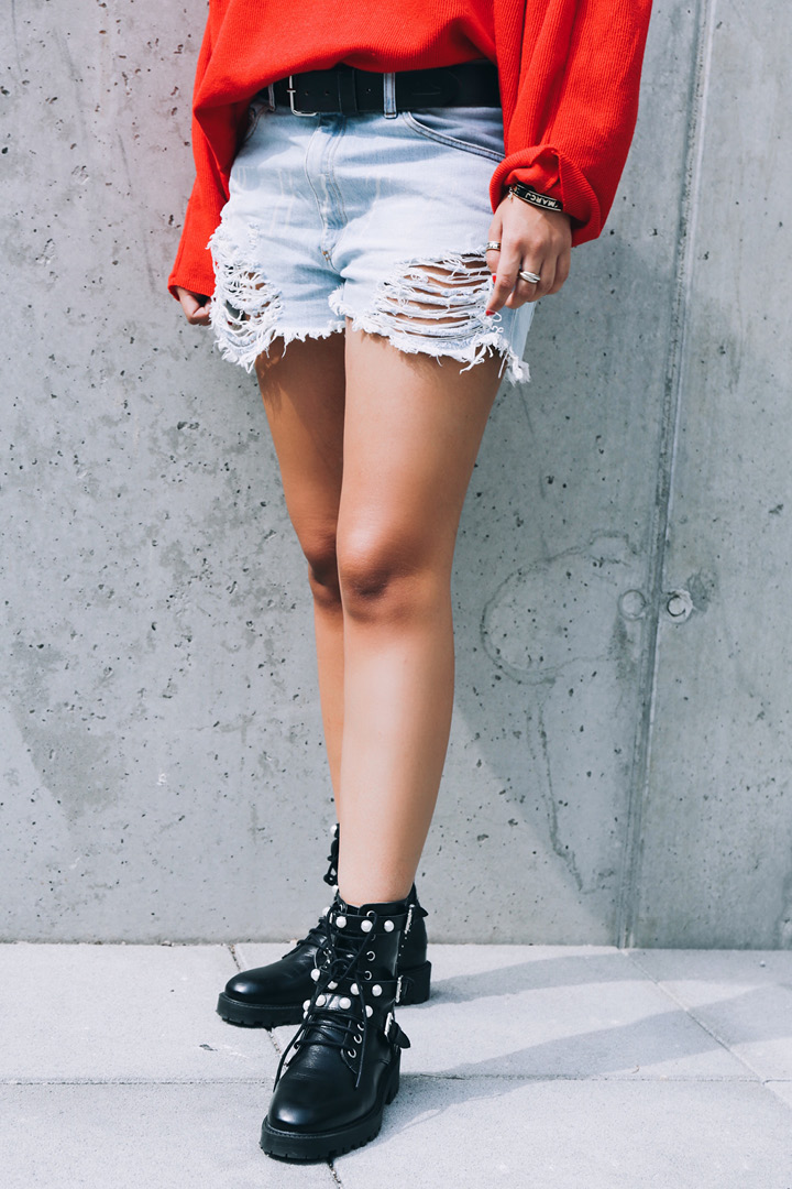 Red Boots and Shorts